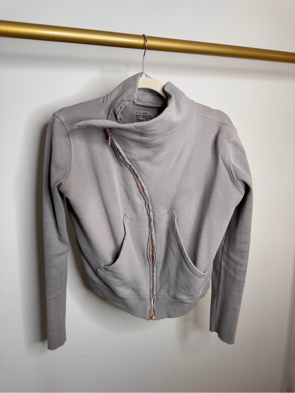 Frank & Eileen light gray tee lab asymmetrical zip up sweatshirt
